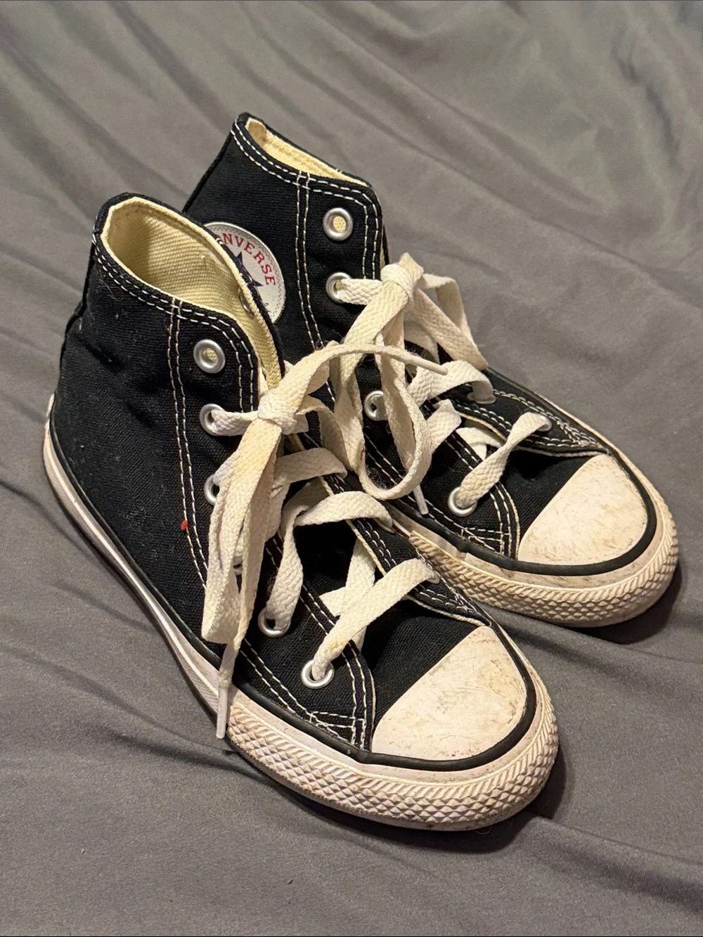Converse Kids Black High-Top Sneakers with Cream Accents